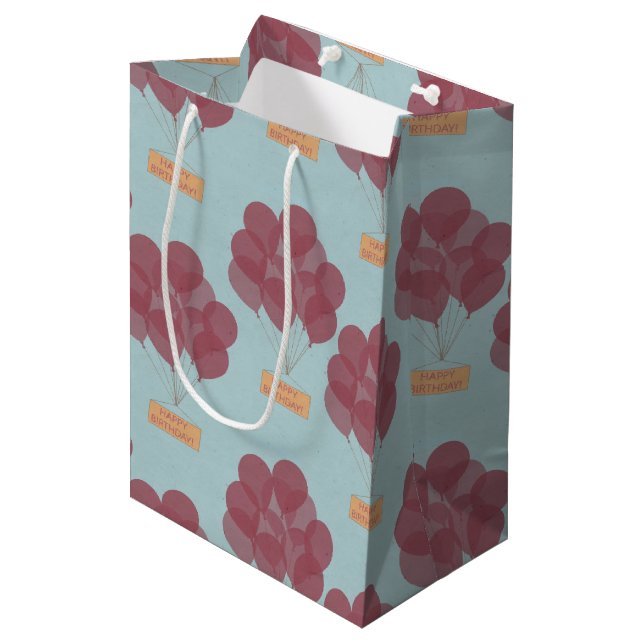 Sac Cadeau Moyen Ballons bon anniversaire (Devant Angle)