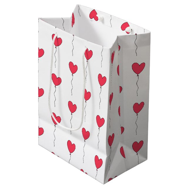Sac Cadeau Moyen Ballons cardiaques (Devant Angle)