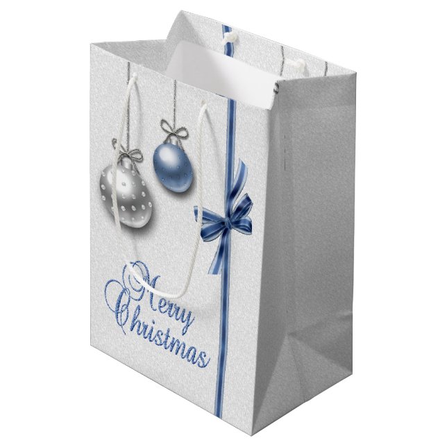 Sac Cadeau Moyen Ballons de Noël brillants et élégants (Devant Angle)