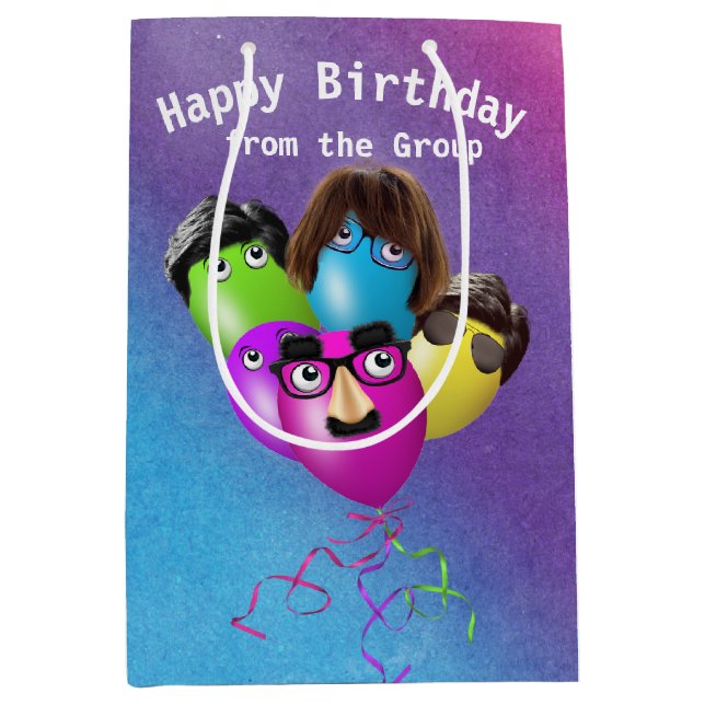 Sac Cadeau Moyen Ballotte d'anniversaire arc-en-ciel du groupe (Devant)