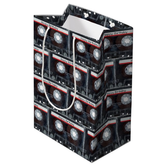 Sac Cadeau Moyen Bande de la cassette d'anniversaire (Dos Angle)