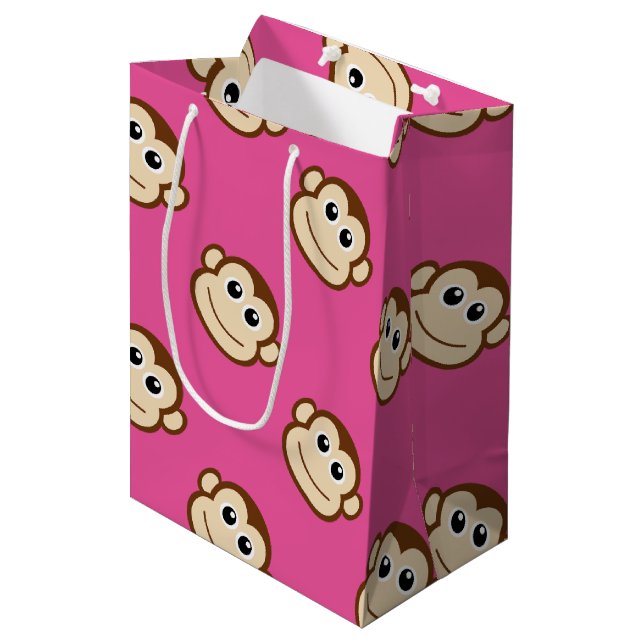 Sac Cadeau Moyen Bande dessinée de singe (Devant Angle)