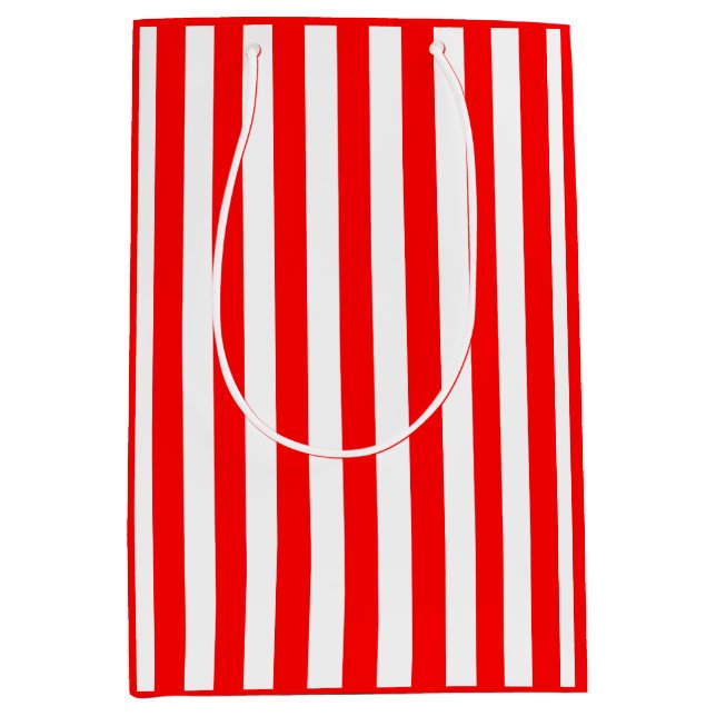 Sac Cadeau Moyen Bande rouge et blanche (Devant)
