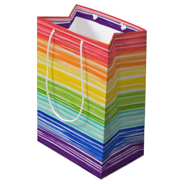 Sac Cadeau Moyen Bandes arc-en-ciel inondées (Dos Angle)