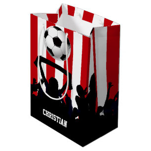 Sac Cadeau Moyen Bandes rouges et blanches Ventilateurs de football