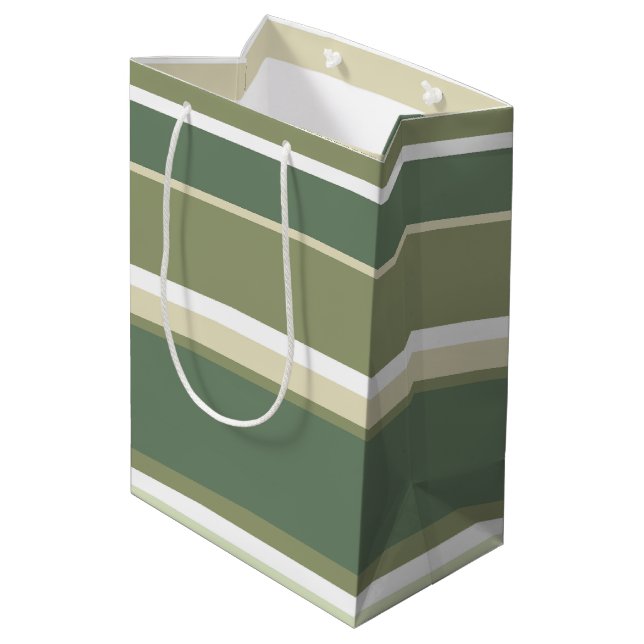 Sac Cadeau Moyen Bandes vert olive (Dos Angle)