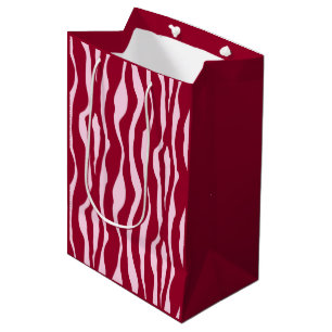 Sac Cadeau Moyen Bandes zébrées - Bourgogne et rose