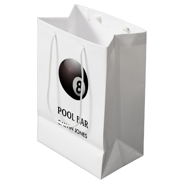 Sac Cadeau Moyen Bar de piscine à huit boules blanc (Devant Angle)