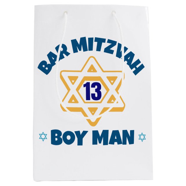 Sac Cadeau Moyen Bar Mitzvah Star de David (Devant)