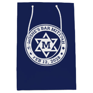 Sac Cadeau Moyen Bar mitzvah Star de David bleu n'importe quelle co