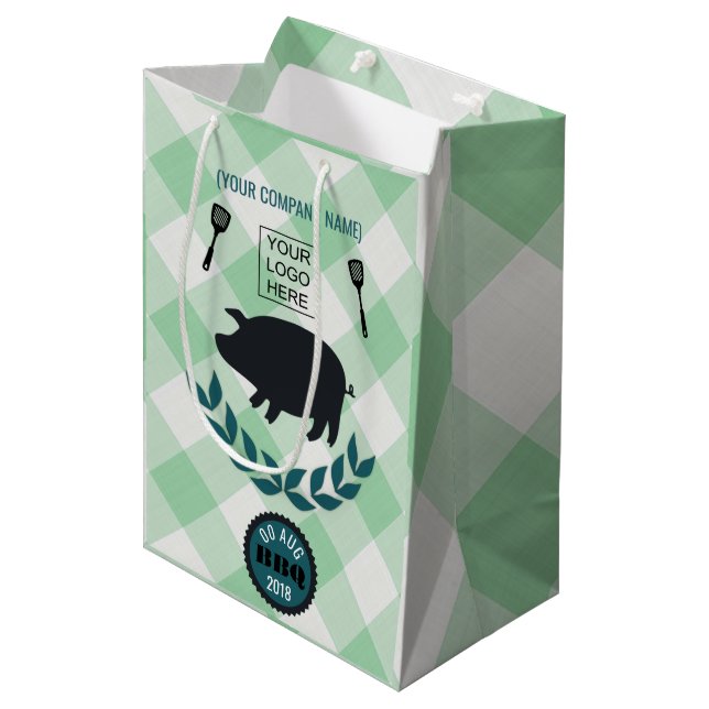 Sac Cadeau Moyen Barbecue d'entreprise ajouter logo parti (Devant Angle)