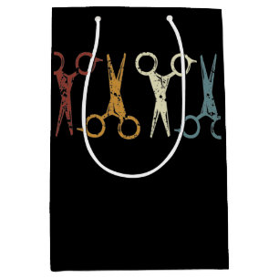 Sac Cadeau Moyen Barbier et coiffeur, ciseaux de grunge