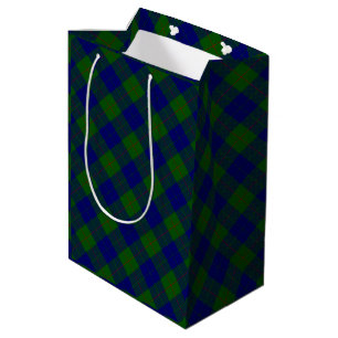 Sac Cadeau Moyen Barclay clan tartan bleu vert plaid