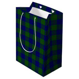 Sac Cadeau Moyen Barclay clan tartan bleu vert plaid