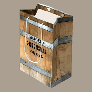 Sac Cadeau Moyen Baril Whiskey Groomsman personnalisé