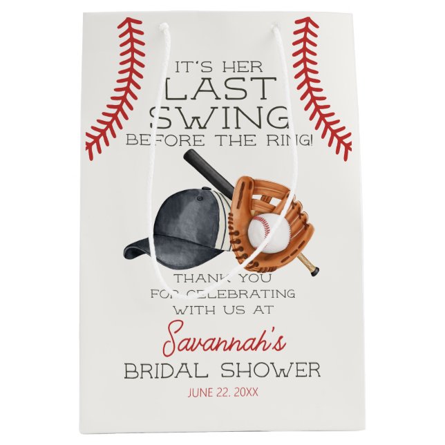 Sac Cadeau Moyen Baseball Dernier Swing Home Run Fête des mariées F (Devant)
