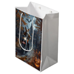 Sac Cadeau Moyen Basenji équitation moto Halloween effrayant