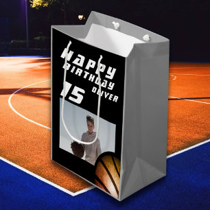 Sac Cadeau Moyen Basketball Boy Photo Joyeux Anniversaire