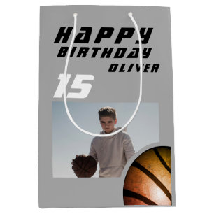 Sac Cadeau Moyen Basketball Boy Photo Joyeux Anniversaire