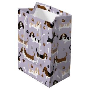 Sac Cadeau Moyen Basset Hound Chien Bones and Paws Medium Cadeau Ba