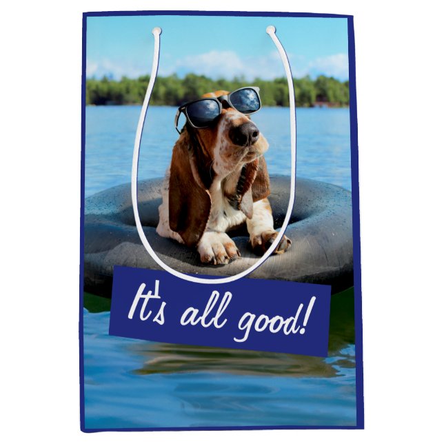 Sac Cadeau Moyen Basset Hound dans les lunettes de soleil (Devant)