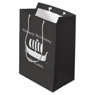 Sac Cadeau Moyen Bateau viking/bateau long avec couleur arrière - p