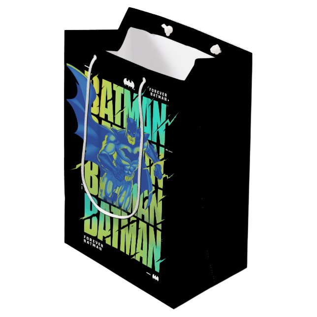 Sac Cadeau Moyen Batman Électrique Qui Traverse La Typographie (Devant Angle)