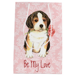 Sac Cadeau Moyen Beagle rose de Valentine
