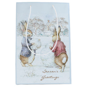 Sac Cadeau Moyen Beatrix Potter Snowman et Bunnies Holiday