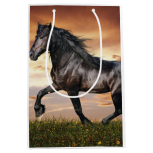 Sac Cadeau Moyen Beau Cheval Noir