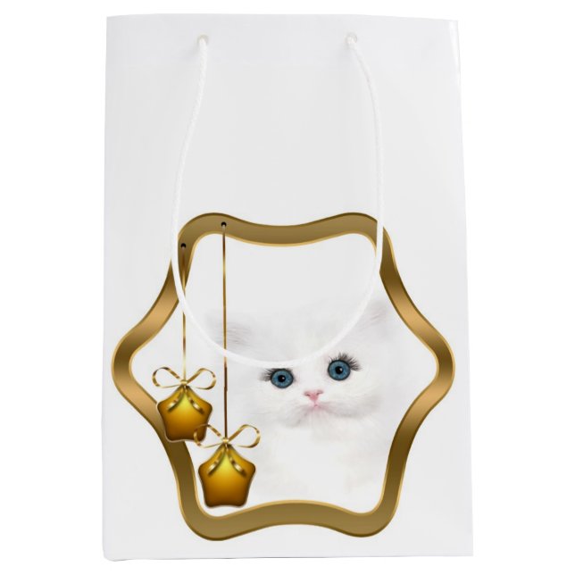 Sac Cadeau Moyen Beau Noël persan de chaton (Devant)