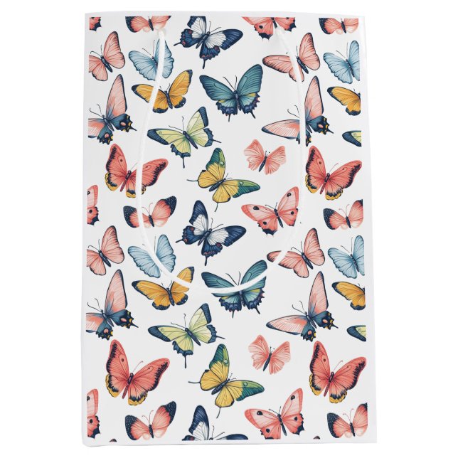 Sac Cadeau Moyen Beau Papillon coloré imprimé (Devant)