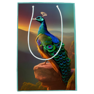 Sac Cadeau Moyen Beautiful Peacock accueille la journée