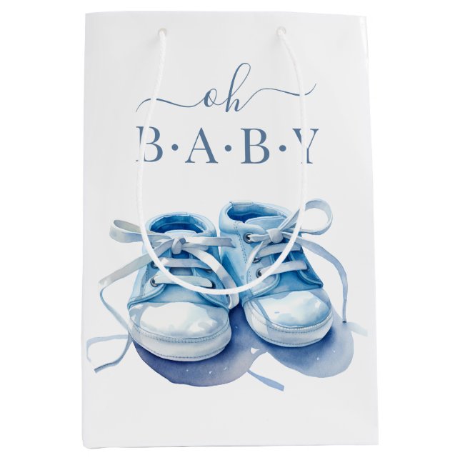 Sac Cadeau Moyen Bébé Basket Baby shower Invitation, Bébé garçon (Devant)