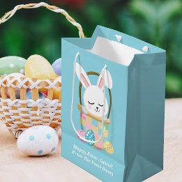 Sac Cadeau Moyen Bébé Bleu Pâques Bunny mignon Personnalisé Enfants