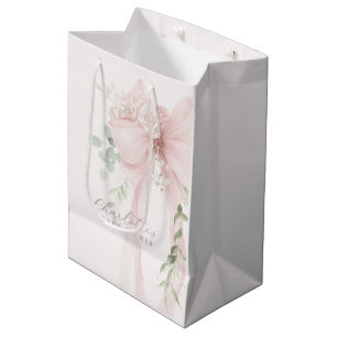 Sac Cadeau Moyen Bébé en fleurs Merci pour la fête de bébé à ruban