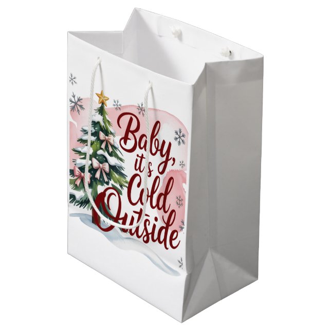 Sac Cadeau Moyen Bébé, il fait froid dehors Baby shower d'hiver (Devant Angle)