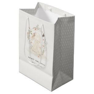 Sac Cadeau Moyen Bébé mou Mum Lapin Floral Baby shower de couronne