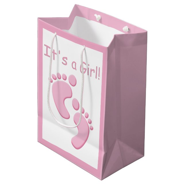 Sac Cadeau Moyen Bébée petite fille aux pieds C'est une fille MGB (Devant Angle)