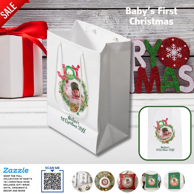 Sac Cadeau Moyen Bébés 1ère photo de Noël (Créateur téléchargé)