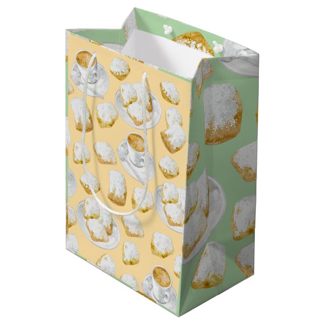Sac Cadeau Moyen Beignets et papier d'enveloppement de café (Dos Angle)