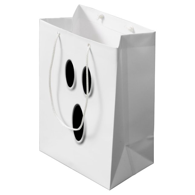 Sac Cadeau Moyen Belle Fantôme Halloween Fête Tricoter Ou Traiter (Devant Angle)