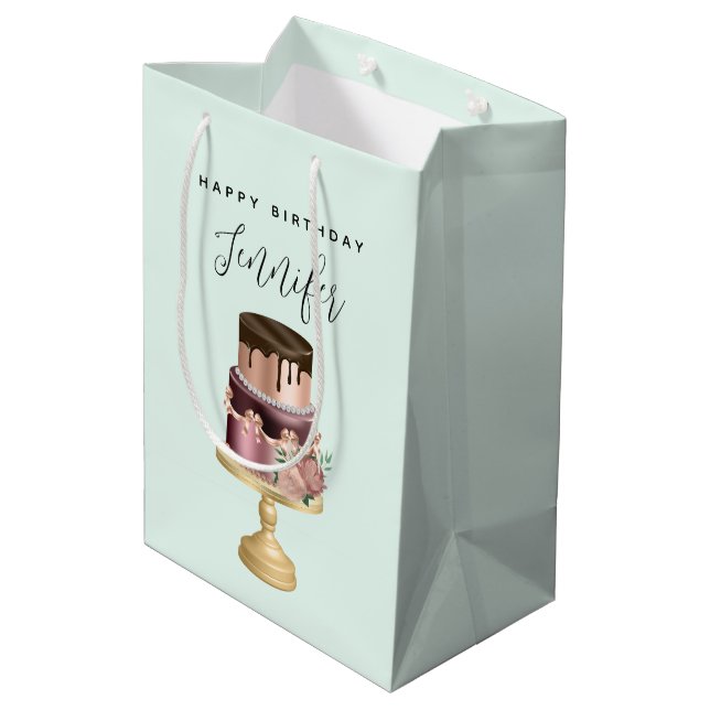 Sac Cadeau Moyen Belle Glam Party Shiny Gâteau Anniversaire (Dos Angle)