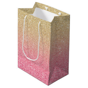 Sac Cadeau Moyen Belle Parties scintillant rose or Ombre