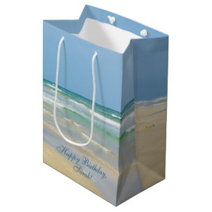 Sac Cadeau Moyen Belle plage Photo Custom Ocean Waves Anniversaire