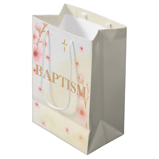 Sac Cadeau Moyen "Béni et baptisé : un jour pour se souvenir" (Devant Angle)