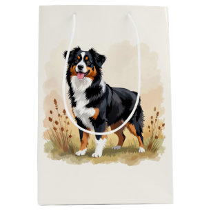 Sac Cadeau Moyen Berger Australien Tricolor Noir Chien Aussie