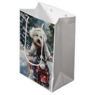 Sac Cadeau Moyen Bichon Frise Chien équitation Moto Noël