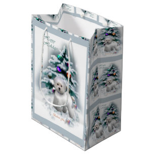Sac Cadeau Moyen Bichon Frise Christmas