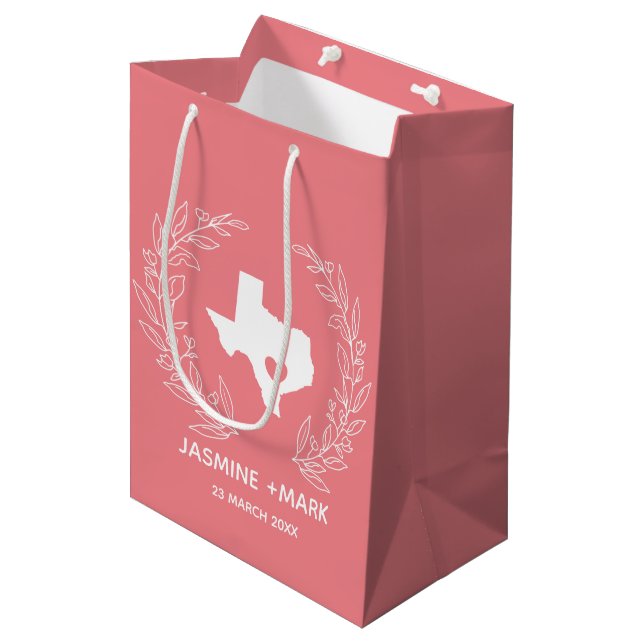 Sac Cadeau Moyen Bienvenue à la fête de mariage au Texas personnali (Devant Angle)